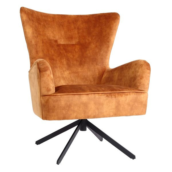 Mendler loungestoel HWC-L63, cocktailstoel, gestoffeerde stoel, relaxstoel, draaibaar, vintage fluweel metaal, goudbruin, 117263