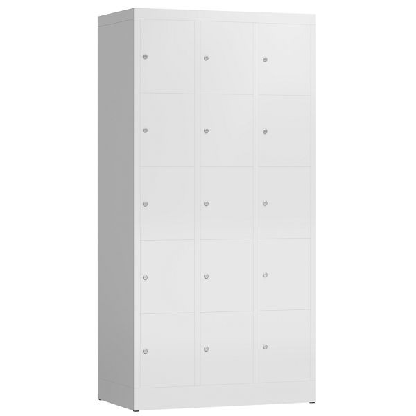 Lüllmann ClassiX lockerkast, 3 compartimenten met elk 5 compartimenten, 1800 x 870 x 500 mm, signaalwit, X-520537