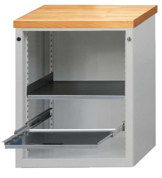 ANKE counter kast; 1060 x 700 x 1020 mm; RAL 7035; Massief beuken blad 40 mm; Lege behuizing, 610.450
