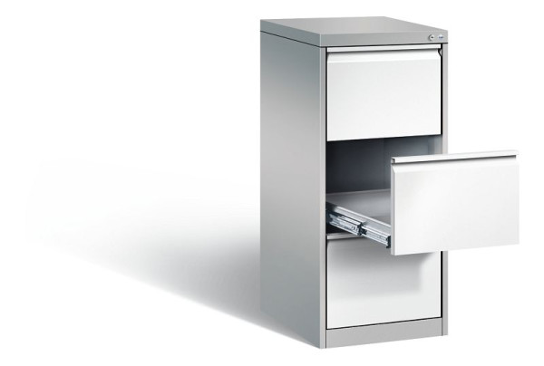 C+P archiefkast Acurado, H1045xB433xD590mm, kleur: wit aluminium / verkeerswit, handgreep, 12423-321 S10022