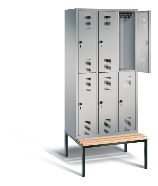 C+P locker dubbeldekker Evolo, H2090xB900xD815mm, kleur: wit aluminium, 48350-30 S10322