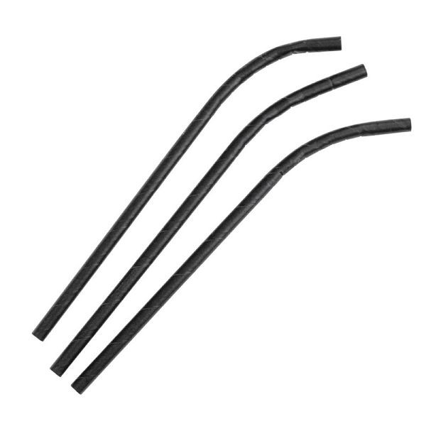 Fiesta Composteerbaar Composteerbaar Individueel Verpakte Flexibele Papieren Rietjes Zwart (Pak van 250), FP444