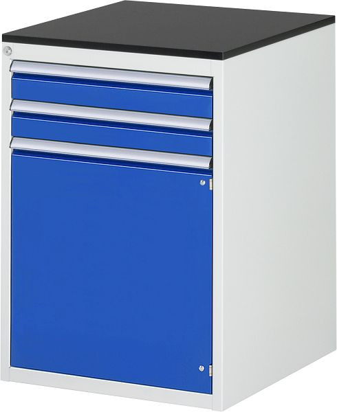 RAU ladekast serie 7000, B580xD650xH820mm, laden: 2xH90mm, draaideur H540mm, werkblad melaminehars gecoat, 03-L5.7AR-M.11