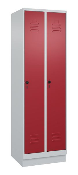 C+P Mehrzweckschrank Classic PLUS, Sockel, 2 Abteile, 1950x600x500mm, 7035/3003, Drehriegel, Türen rechts angeschlagen, 080020-20B S10001