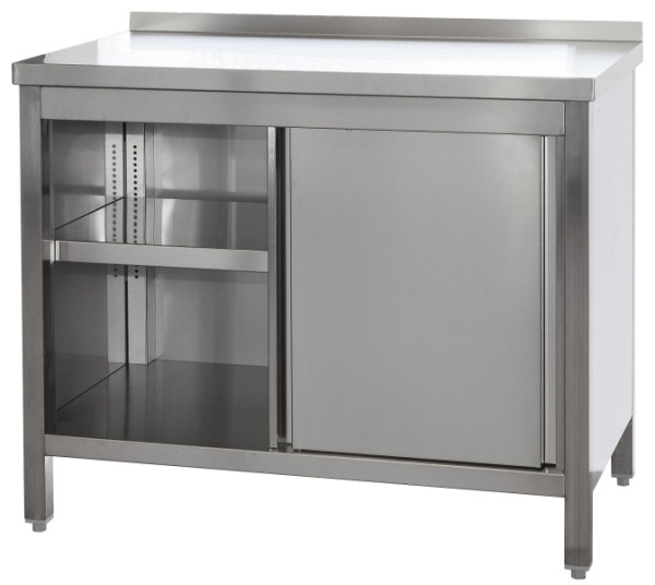 A&S Gastro RVS werkkast met opstand, deuren en in hoogte verstelbare tussenplank, diepte 800mm, AISI 304, 400 x 800 x 850 mm, ARSTA048