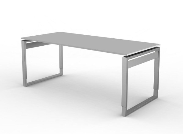 Kerkmann bureau met ijzeren frame, vorm 5, B 1800 x D 800 x H 680-820 mm, lichtgrijs, 11404211