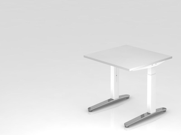 Hammerbacher bureau C-poot 80x80cm wit/wit, gepolijst, rechthoekige vorm, VXB08/W/WC