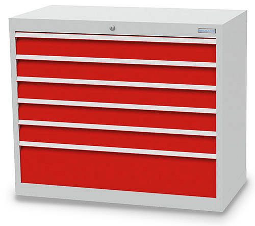 Bedrunka + Hirth ladekast, diepte 500 mm, R 36-16, 980 x 500 x 819 mm, 6 x lades (5x 100VA, 1x 200VA), draagvermogen 50 kg, 98.501