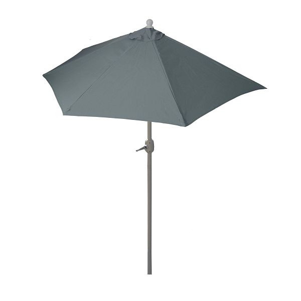 Mendler parasol halfrond Parla, halve parasol balkonparasol, UV 50+ polyester/aluminium 3kg, 270cm antraciet zonder standaard, 52377