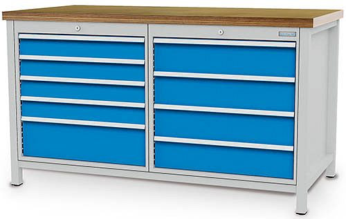 Bedrunka + Hirth box werkbank serie 1500 R24-24, 4x100, 1x200, 4x150mm, lade volledig uittrekbaar 100%, 1500 x 750 x 859 mm, 03.15.54V