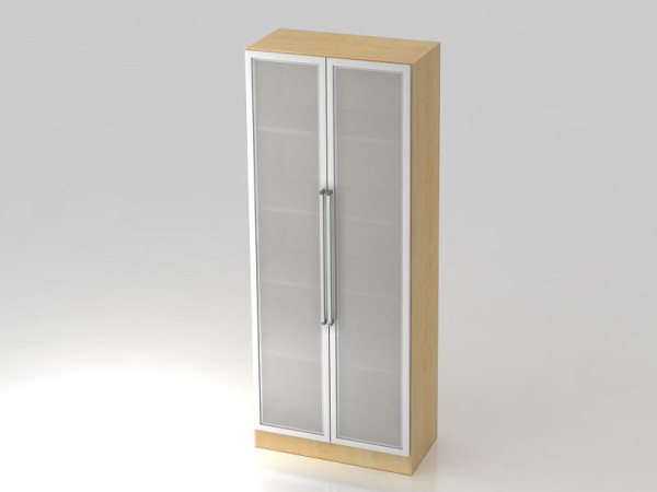 Hammerbacher vitrinekast 5OH, onderpaneel, chroomgreep esdoorn/zilver, 80x42x200,4 cm (BxDxH), V7100G/3/S/CE