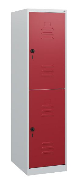 C+P Doppelstöckiger Spind Classic PLUS, 1530x400x500mm, 7035/3003, Drehriegel, 0803005-12 S10001