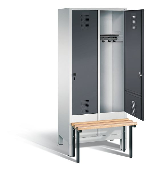 C+P Evolo kleerkast, H1850xW810xD815mm, kleur: lichtgrijs / zwartgrijs, 48030-22 S10063
