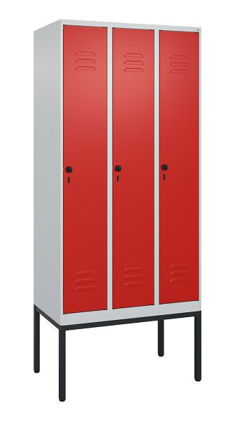 C+P Umkleidespind Classic PLUS, Gestell, 3 Abteile, 2120x900x500mm, 7035/3020, Drehriegel, 0800307-30 S10002