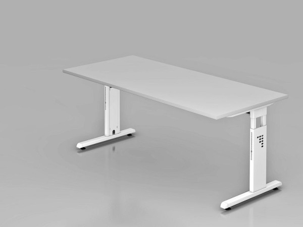 Hammerbacher bureau C-poot 180x80cm grijs/wit, werkhoogte 65-85 cm, VOS19/5/W
