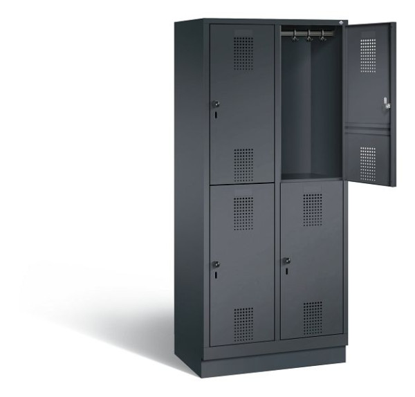 C+P locker dubbeldekker Evolo, H1800xW810xD500mm, kleur: zwart-grijs, 48320-22 S10058