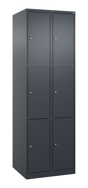 C+P Schließfachschrank Classic PLUS, 2 Abteile mit je 3 Fächern, 1850x600x500mm, 7016/7016, 080000-203 S10010