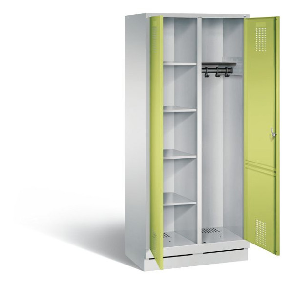 C+P reinigingsmiddelenkast Evolo, H1800xW810xD500mm, kleur: lichtgrijs / virid groen, 48160-22 S10119
