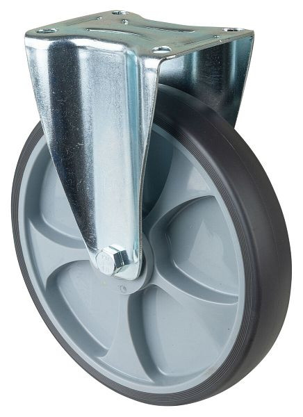 BS rollen transportrol, vaste rol, breedte 45 mm, Ø250 mm, tot 300 kg, banden thermoplast grijs, kunststof, rollager, plaat, L410.B44.250