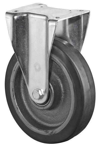 BS Rollen Zwaarlastwiel, bokwiel, wielbreedte 50 mm, wiel-Ø 125 mm, draagvermogen 275 kg, zwarte elastische banden, gegoten, kogellagers, N110.B81.125
