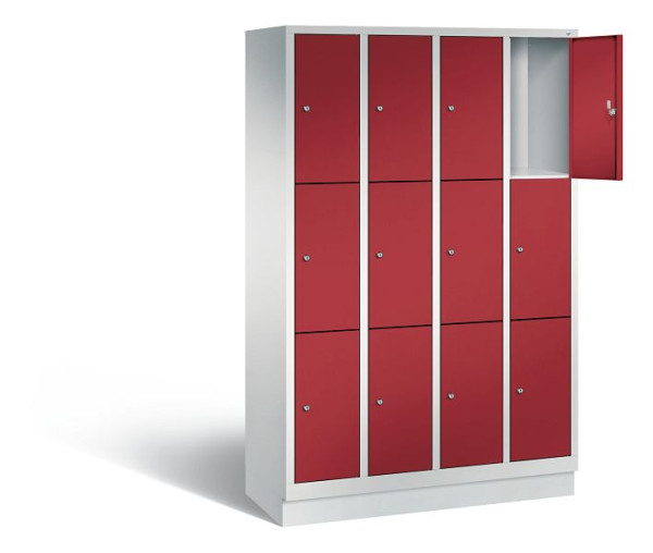 C+P lockerkast Evolo, H1800xB1190xD500mm, kleur: lichtgrijs/robijnrood, 48020-403 S10004