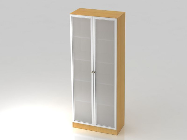 Hammerbacher vitrinekast 5OH, onderpaneel, beuken/zilver gestreept handvat, 80x42x200,4 cm (BxDxH), V6100G/6/S/SG
