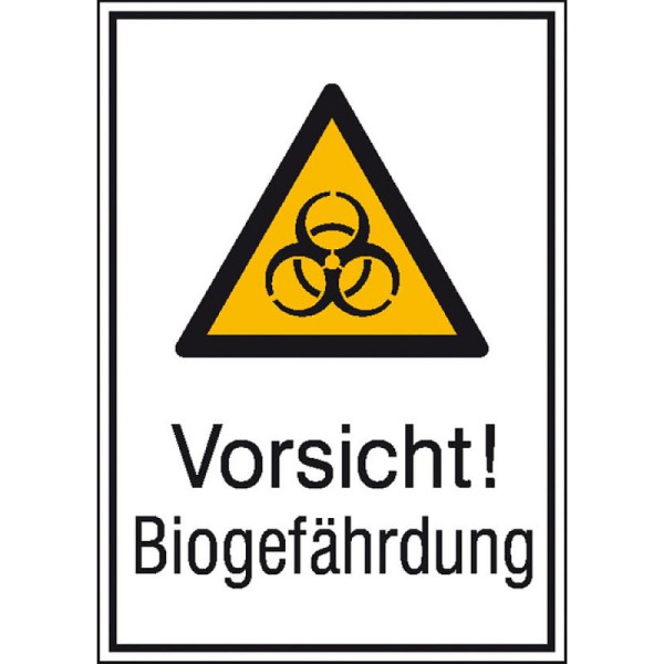 Steen HGS combinatiebord met waarschuwingsbord en extra tekst Let op! Biohazard, 131 x 185 mm / film, zelfklevend, 21.0434