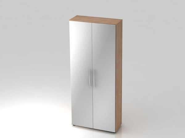 Hammerbacher kast 5OH 34, 6cm diepe beugelgreep walnoot/zilver, 80x34,6x188 cm (BxDxH), V4100/N/S/BM