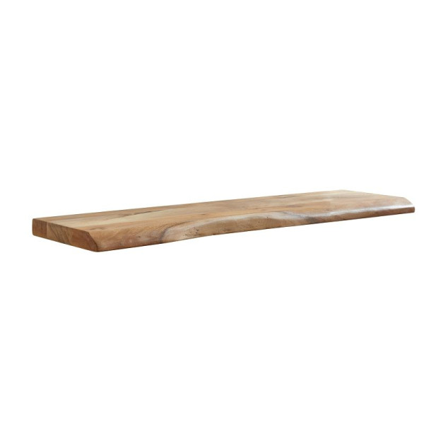 Wohnling wandplank met boomrand, massief acaciahout, 100 cm, design zwevende plank, massieve wandplank, natuurlijk houten plank, hangplank in landelijke stijl, WL6.514