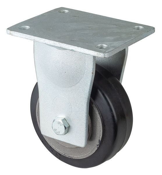 BS Rolls Zwaarlastwiel, bokwiel, wielbreedte 50 mm, wiel-Ø 125 mm, draagvermogen 275 kg, zwarte elastische banden, gegoten, kogellagers, RR110.B81.125