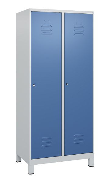 C+P luierkastje Classic PLUS met middenwand, voeten, 2 vakken, 1800x800x500mm, 7035/5023, cilindersloten, 0800107-22F S10020