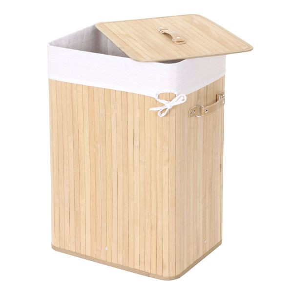 Mendler wasmand HWC-C21, Wasmand wasbox wasmand wasmand wasmand, bamboe 61x43x32cm 70l, natuurlijke kleur, 61146