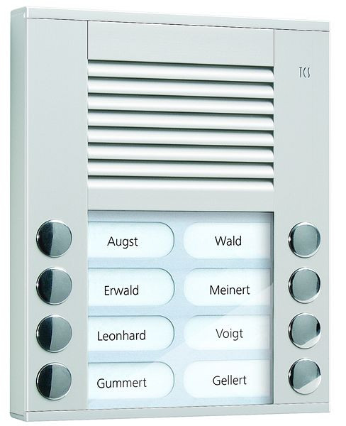 TCS audio voordeurstation serie PES 8 belknoppen (rechts/links uitgelijnd), AP zilver, PES08-EN/04