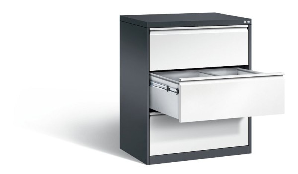 C+P hangarchiefkast Acurado, H1045xB787xD590mm, kleur: zwartgrijs / verkeerswit, handgreep, 12923-312 S10117