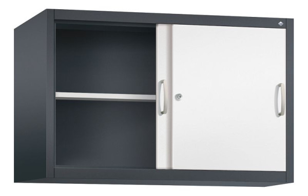 C+P bovenkast Acurado, H790xB1200xD500mm, kleur: zwartgrijs / verkeerswit, beugelgreep, 2 niveaus, 2055-00 S10099