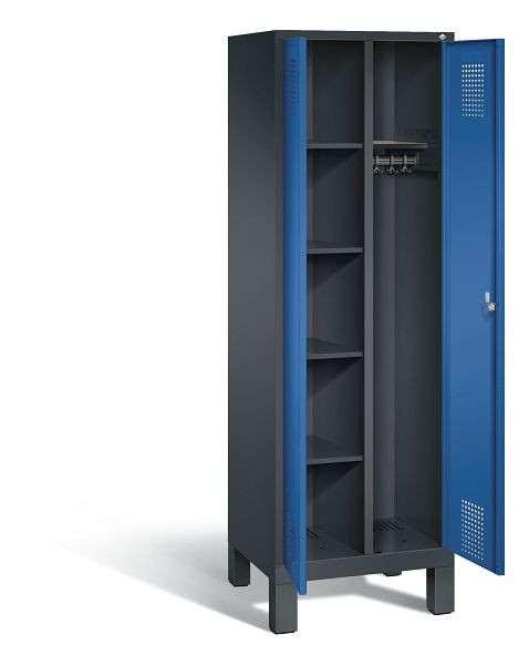 C+P reinigingsmiddelenkast Evolo, H1850xB610xD500mm, kleur: zwartgrijs / gentiaanblauw, 48060-20 S10074