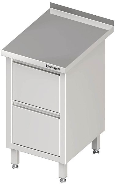 Stalgast ladekast breedte 450 mm, hoogte 850 mm, met 2 lades, gelast, zonder opstaande rand