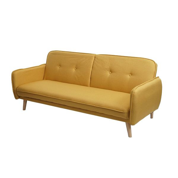Mendler slaapbank HWC-J18, bankvouwbank logeerbed slaapbank, slaapfunctie stof/textiel, geel, 75468