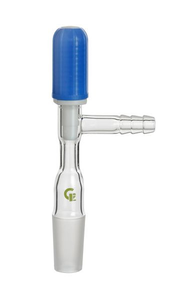 Rettberg Kern NS 24/29 met haakse buis, PTFE ventiel 0-3 mm en olijf 8 mm, borosilicaatglas 3.3, 107000020