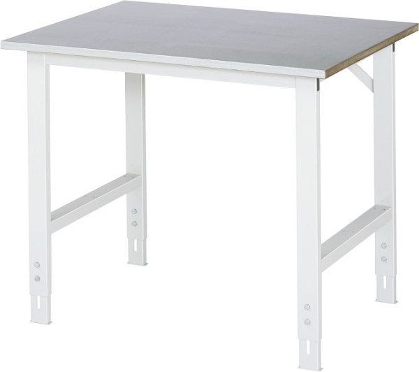 RAU werktafel serie Tom (6030) - in hoogte verstelbaar, werkblad met plaatstalen bekleding, 1000x760-1080x800 mm, 06-625S80-10.12