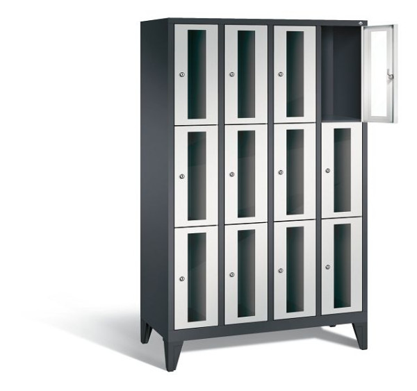 C+P lockerkast Classic, H1850xB1190xD500mm, kleur: zwartgrijs/lichtgrijs, 8010A403 S10013