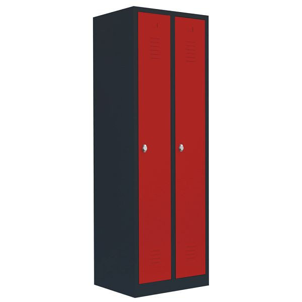 Lüllmann stalen kledingkast / kledingkast, 1800 x 600 x 500 mm, antraciet/vuurrood, 510124AR