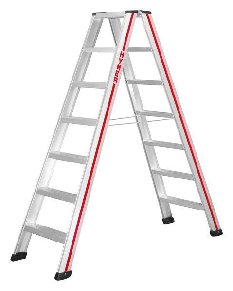 HYMER trap, van beide zijden toegankelijk, 2x7 treden, lengte 1,77 m, stahoogte: 1,14 m, 602414