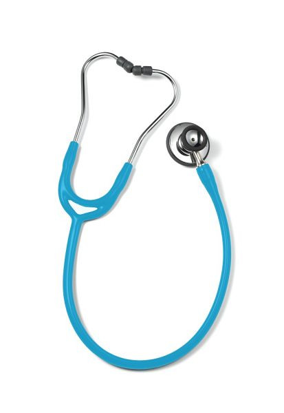 ERKA stethoscoop voor volwassenen met zachte oorstukjes, membraanzijde (dubbelmembraan) en trechterzijde, tweekanaalsslang Precise, kleur: lichtblauw, 531.00025