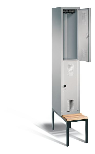 C+P locker dubbeldekker Evolo, H2090xB320xD815mm, kleur: wit aluminium, 48350-10 S10086