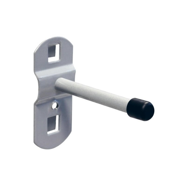 ADB gereedschapshouder met recht haakuiteinde, geschikt voor eurogaten (10x10 mm / 38x38 mm), Ø: 6mm, kleur: aluminium, RAL 9006, 50mm, 23110