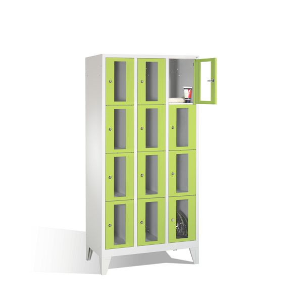 C+P lockerkast Classic, H1850xB900xD500mm, kleur: lichtgrijs / virid groen, 8010A304 S10007