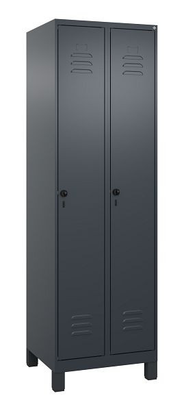 C+P Umkleidespind Classic PLUS, Füße, 2 Abteile, 1950x600x500mm, 7016/7016, Drehriegel, 080010-20 S10011