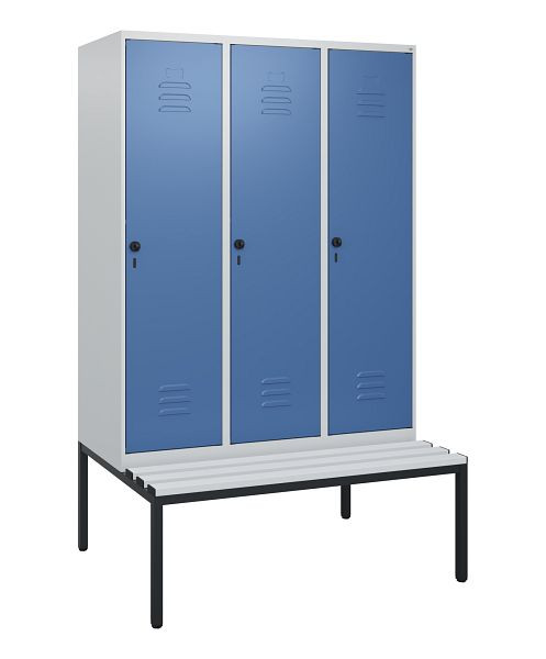 C+P luierkluis Classic PLUS, met onderbank, 3 vakken, 1950x1200x815mm, 7035/5023, draaibare sluiting, 0800505-32 S10035