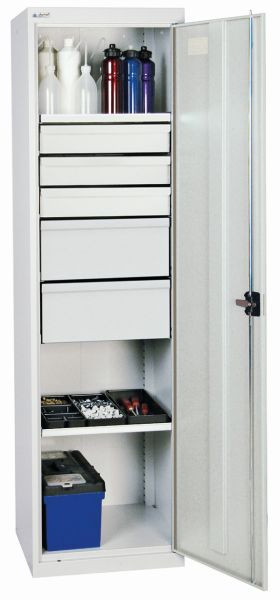 stumpff gereedschaps- en materiaalkast serie 2000, 7035/7035, 2 legborden, laden: 3 x 100, 2 x 200 mm, 2005607